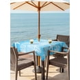 thumbnail image 3 of Outdoor Tablecloth with Umbrella Hole for Patio/Picnic/Party/Camping, Blue Ombre Coastal Waterproof Table Cloth Square Cover Washable, Sea Nautical Summer Beach Starfish Coral (60"x 60"), 3 of 8