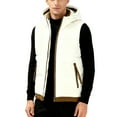 thumbnail image 3 of ZCFZJW Men's Padded Puffer Vest, Winter Casual Color Patchwork Work Travel Outdoor Hooded Outerwear, Sleeveless Hoodie Jacket with Zipper Pockets Beige XXXL, 3 of 10