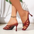 thumbnail image 3 of SACFOF Women'S Strappy Round Open Toe Kitten Heels Mules Fashion Knotted Design Metal Buckle Stiletto Sandals Summer Party Ball High Heel Sandals, 3 of 6
