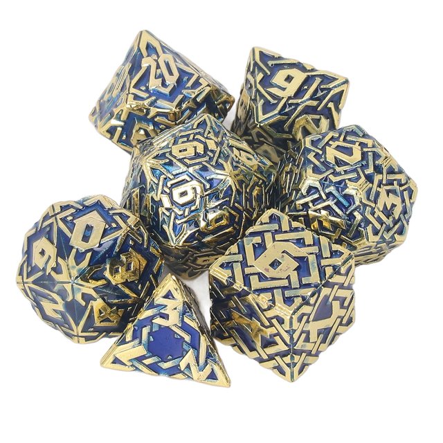Uds. Dados poliédricos de Metal patrón de laberinto grabado balanceado rodante dados de Metal sólido para juegos juego de rol estilo 1