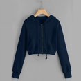 thumbnail image 6 of SDNall Casual Hoodie Sweatshirt Hooded Coat Casual Solid Long Sleeve Zipper Pocket Shirt Hooded Sweatshirt Tops Hoodies for Women (Navy, Sizes S-XL), 6 of 9