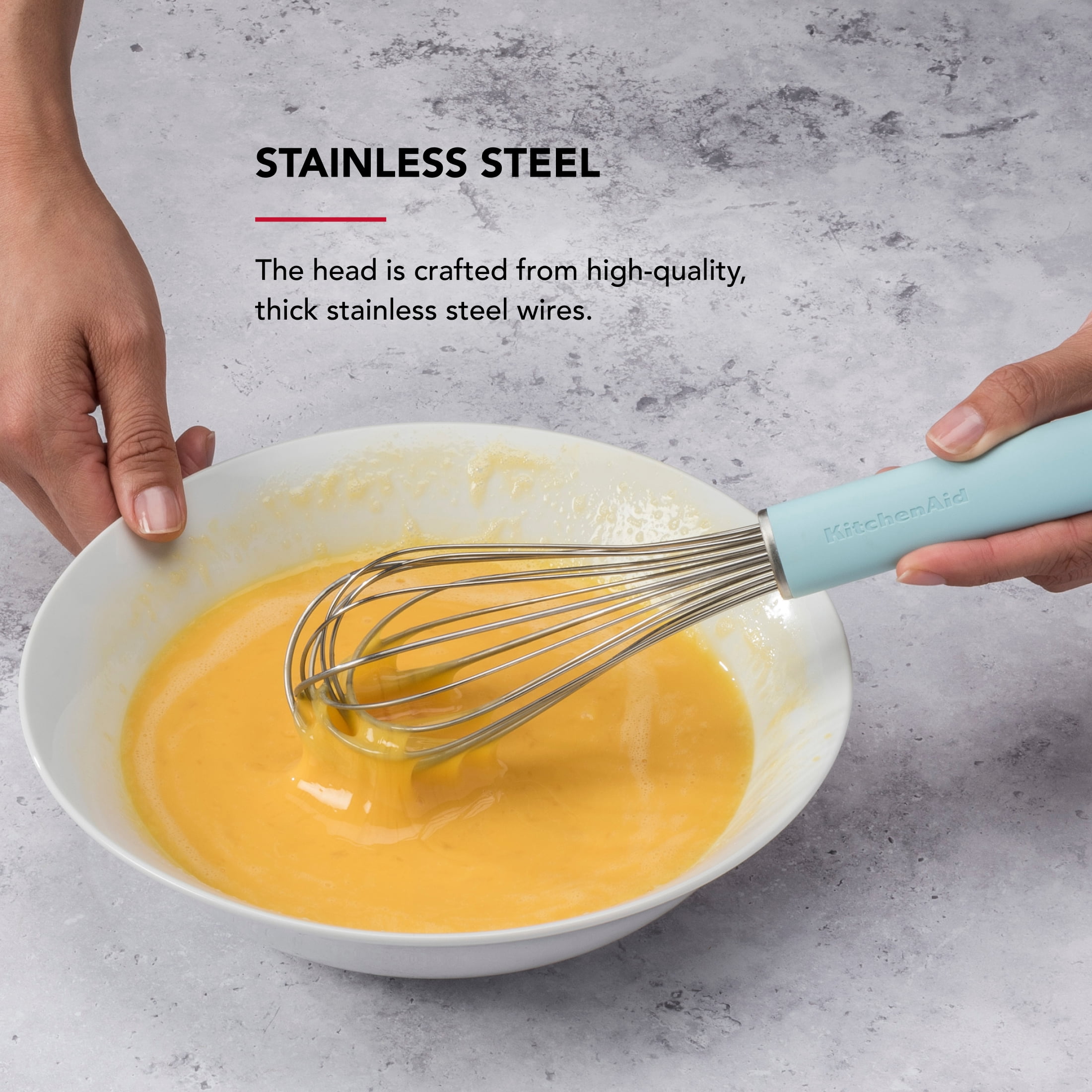 KitchenAid Stainless Steel Wire Kitchen Whisk with Ergonomic Handle, Mineral Water