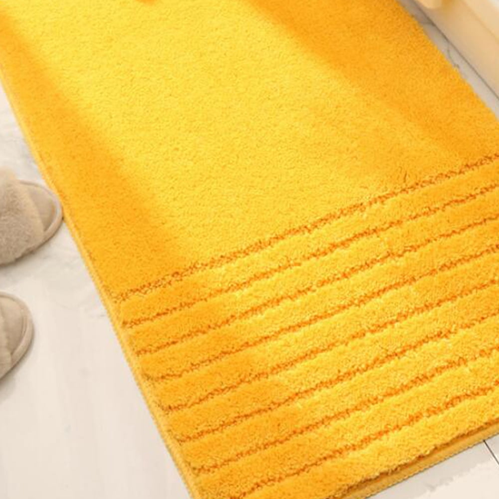 FUDAKUNA Soft Fluffy Yellow Bathroom Rugs Non-Slip Backing 16" x 24" Plush Absorbent Bath Mats Machine Washable