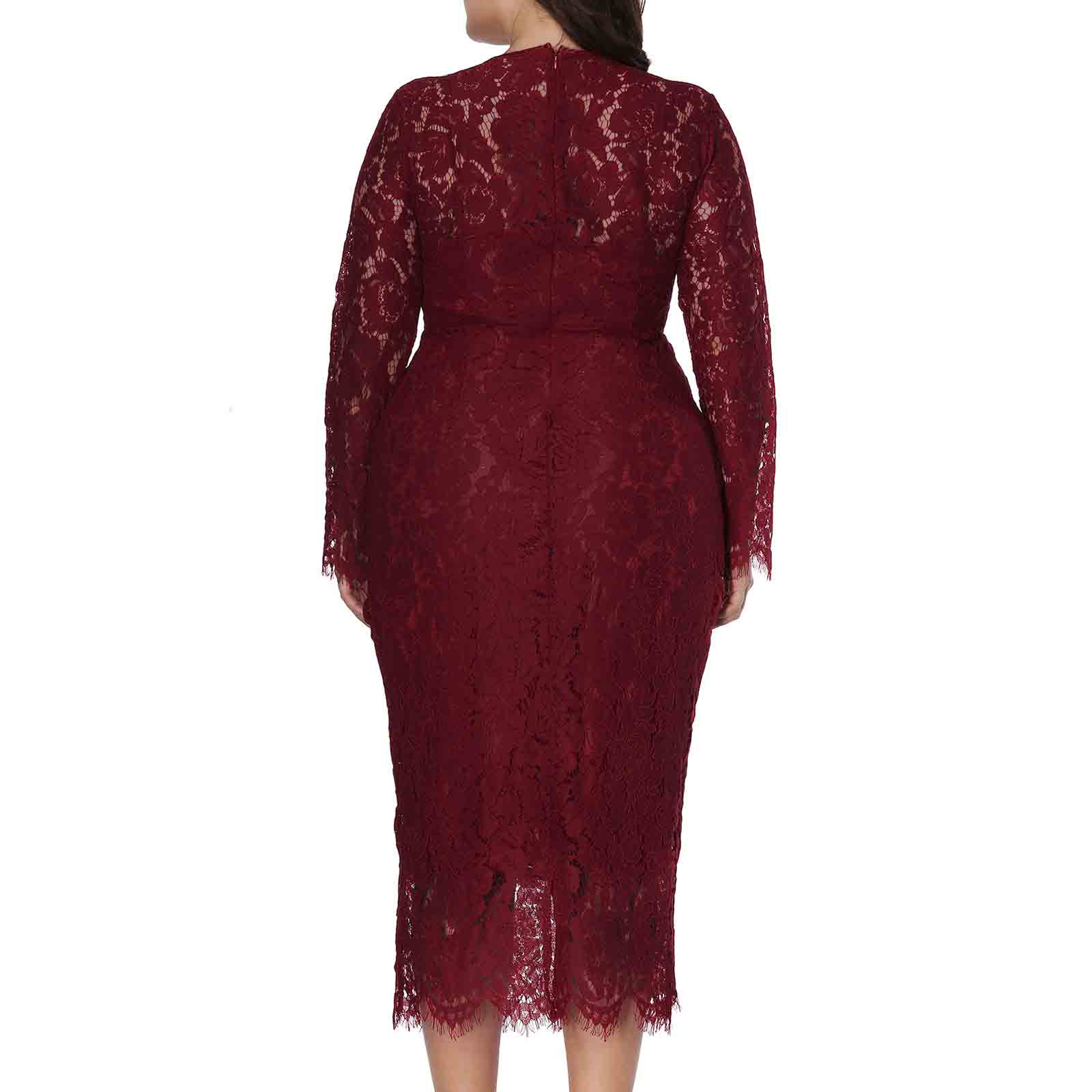 Njoeus Floral Lace Evening Party Dresses for Women Plus Size Elegant ...