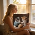 thumbnail image 3 of Cat Pillow Cover 18x18 Inch, Cute Cat Throw Pillow Cover with Faux Embroidery Look, Soft Polyester Decorative Pillow Case for Sofa, Bedroom, Living Room Home Decor, 3 of 5