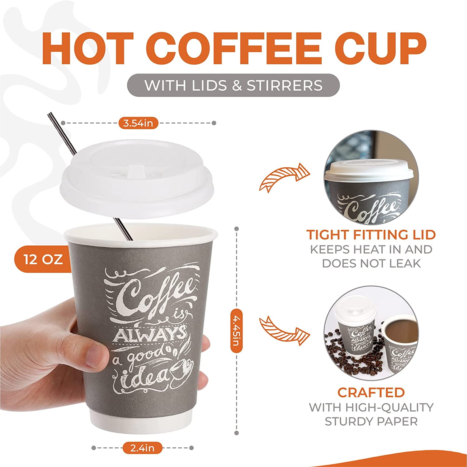 Buy Aplus Trend 80 Pcs 12 Oz Disposable Coffee Cups with Lids