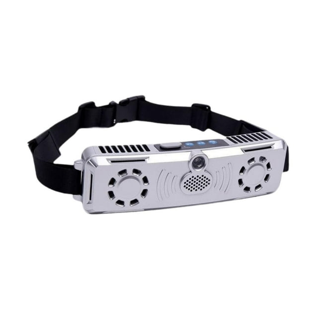 Ventilador de cintura con cinturón ajustable 4 velocidades portátiles 20x5.6 cm con motores sin escobillas USB recargable 2 ventilaciones de aire para Plateado