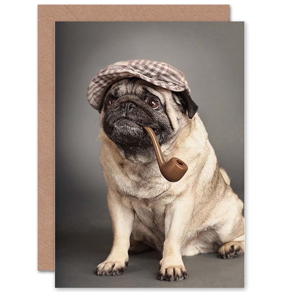 Birthday Cute Dog Sherlock Holmes Greetings Card Plus Envelope Blank inside