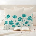 thumbnail image 3 of Turquoise Flowers Outdoor Waterproof Pillow Covers, Spring Retro Watercolor Botanical Floral Decorative Square Throw Pillowcase Sofa Cushion Sham for Patio/Couch/Chair, 20"x20" 2 Pack, 3 of 8
