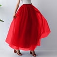 thumbnail image 2 of XIAONU Women Solid Color Tulle Maxi Skirt High Waist Flowy A-Line Gown Wedding Bridesmaid Wear Skirts, 2 of 5