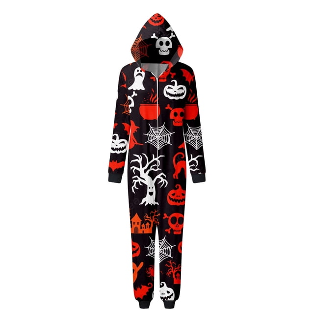 KHONTS , Pyjamas d'Halloween Assortis pour la Famille Combinaison Adulte Couples Hommes Pyjamas Nouveauté une-Pièce pour Femmes Rouge G