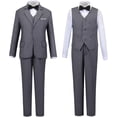 thumbnail image 2 of Boys Suit Set Formal Dress Shirt with BowTie Vest Pants Toddler Boy Tuxedo Suits, 2 of 13