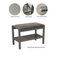 thumbnail image 3 of Solid Acacia Padded Bench with Shelf in Gray, 3 of 6