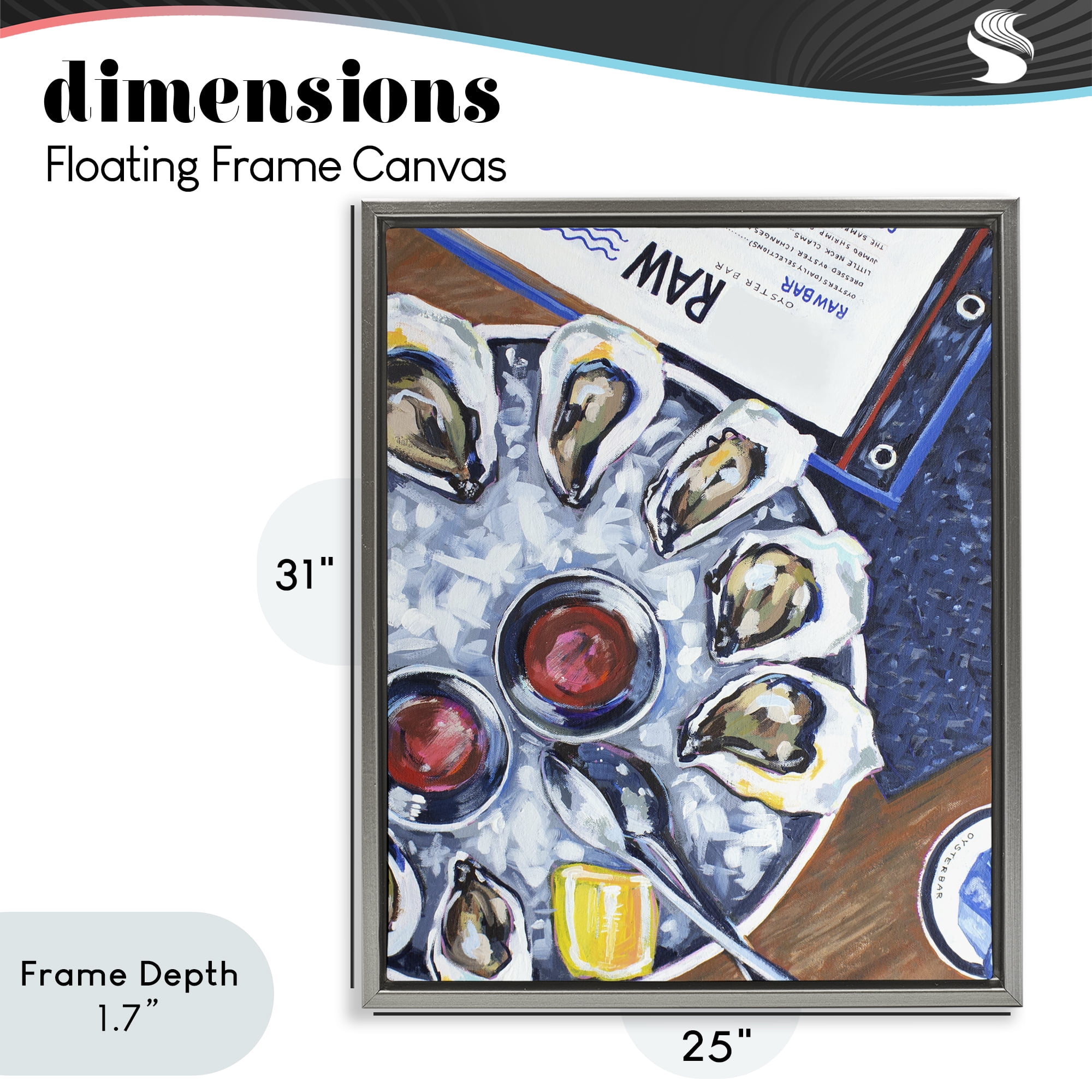 Stupell Industries Oysters on Ice Gray Framed Floater Canvas Wall Art, design by Rachel Nerney