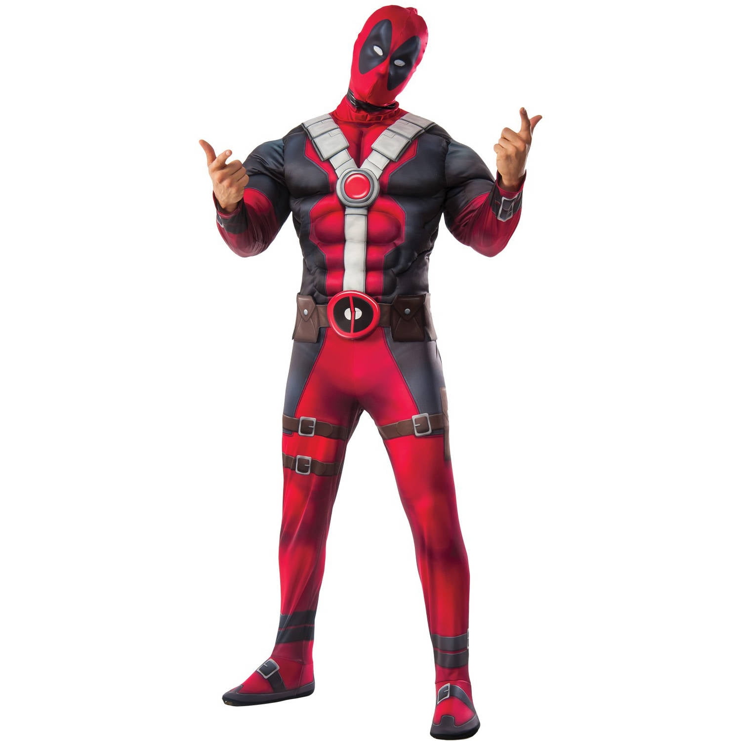 Adult Superhero Deadpool Costume 2 Size For Fancy Dress Party 