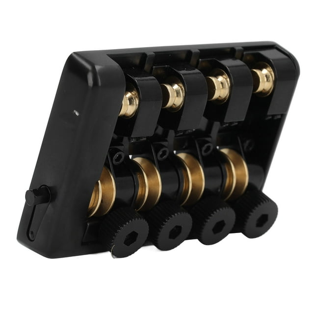 4 String Bass Bridge Tailpiece, Headless Guitar Bridge with Locking Zinc Saddles, Replacement for Bass Guitar, Jazz Bass, Electric Instrument, String Spacing Adjustment