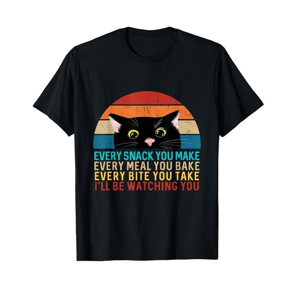 Black Cat Every Snack You Make Retro Cat T-Shirt