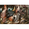 thumbnail image 2 of Aertsen, Pieter 18x13 Gold Ornate Wood Framed with Double Matting Museum Art Print Titled - A Meat Stall with the Holy Family Giving Alms, 2 of 4