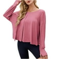 thumbnail image 4 of Chbgutlmr Womens Blouses Long Sleeve Casual Comfy Workout Tops Crewneck Thumbhole Backless Trendy Shirts, 4 of 8