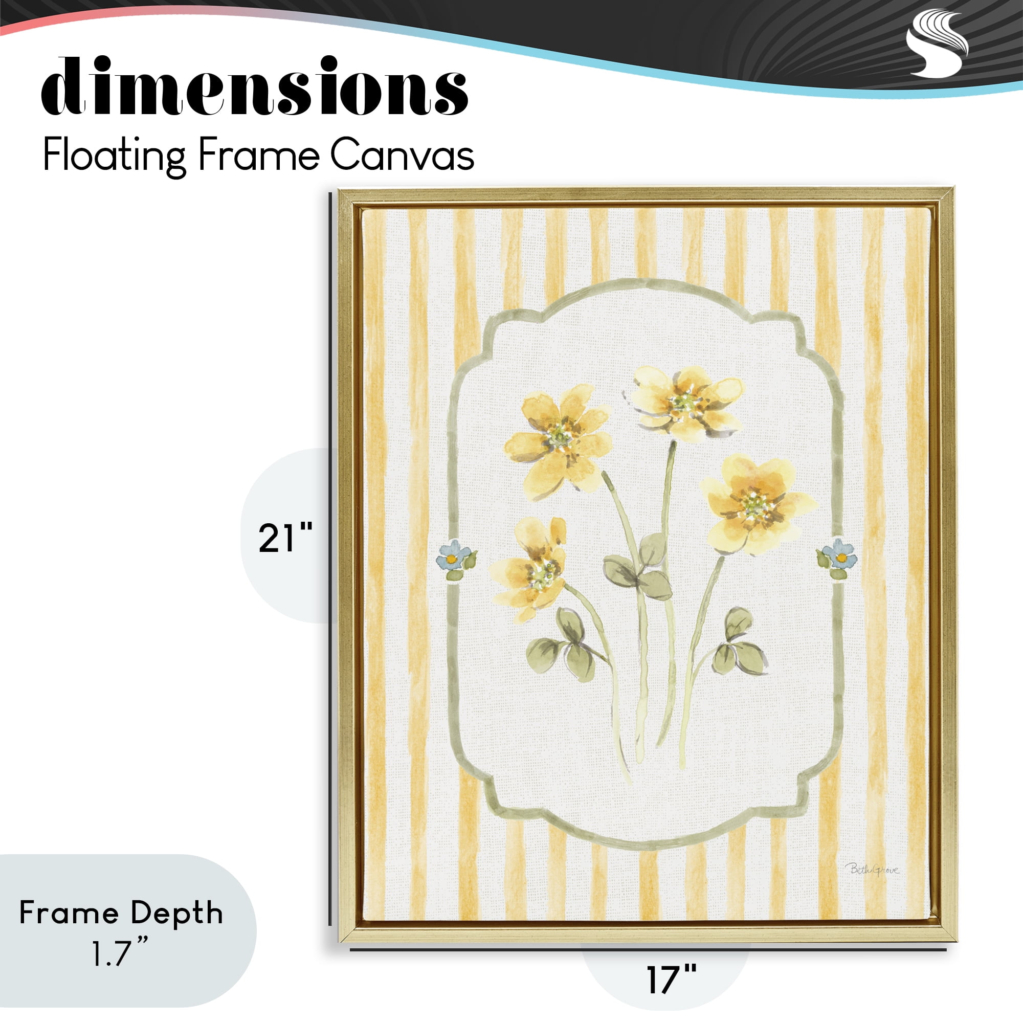 Stupell Industries Sweet Honey Flowers Gold Framed Floater Canvas Wall Art, design by Beth Grove
