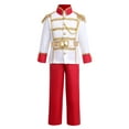 thumbnail image 3 of FYMNSI Boy Prince Charming Costume Halloween Carnival Cosplay Fancy Dress Up Medieval Royal Prince King Knight Outfit for Kids Jacket Top Pants Crown Set 3-4 Years Red, 3 of 9