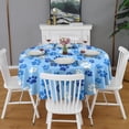 thumbnail image 2 of Blue Dog Paw Footprint Round Tablecloth 60"x60",Wrinkle Wipeable Table Cloth for Kitchen Dining Room Picnic Patio Party, 2 of 6