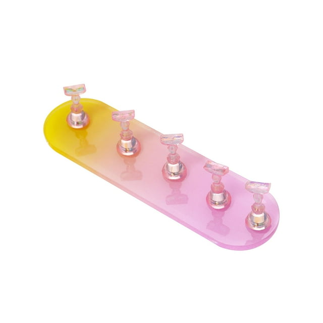 Nail Stand for Press On Nail Art Set Accessories Base for Salon Use Pink and Yellow