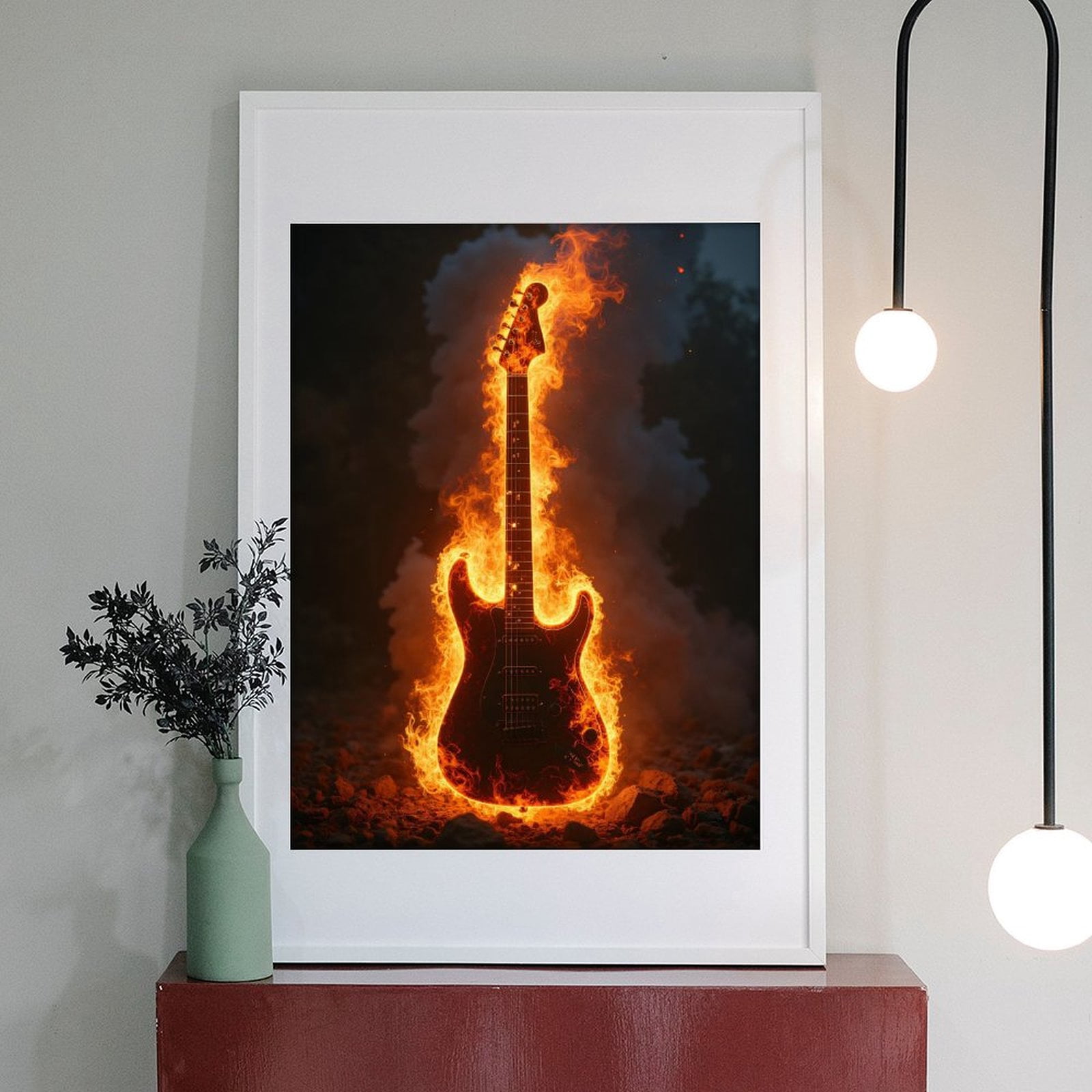 Diamond Art Kits for Adults - 5d Electric Guitar Ablaze Fiery Rock Diamond Painting for Adults, Diamond Art for Adults Beginners, Diamond Painting Kits for Adults for Home Wall Decor