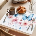 thumbnail image 3 of Butterfly Floral Placemats Set of 6, Watercolor Pink Blue Flower Butterflies Non-Slip Place Mats Washable Table Mats for Kitchen Dining Table Decorations Indoor/Outdoor, 3 of 9