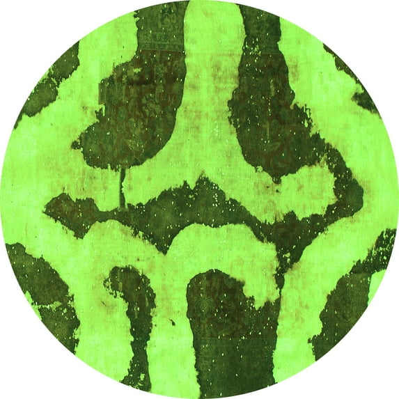 Ahgly Company Indoor Round Abstract Green Modern Area Rugs, 3' Round