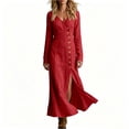 thumbnail image 2 of Women's Casual Long-Sleeve Button Front Dress, 2 of 7