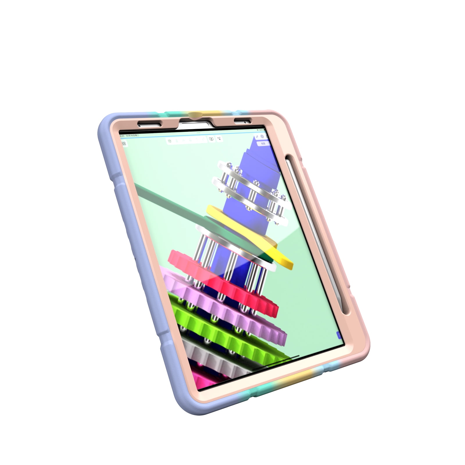 Allytechgroup Case for Apple iPad Air 11 Inch M4 M3 M2 2026/2025/2024, Rugged Tablet Case with Kickstand Pencil Holder Logo Hole Kids Friendly TPU + PC Cover, Colourfulblue