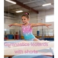 thumbnail image 3 of Aideaone Gymnastics Leotards for Girls Shiny outfits with Shorts Hair Scrunchie 5-10Y, 3 of 7