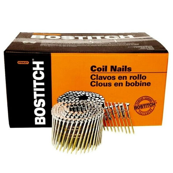 Stanley Bostitch 13 Gauge Ring Shank Angled Coil Nails, 2.5 in. x 0.131 in. Dia. - Pack of 2,700