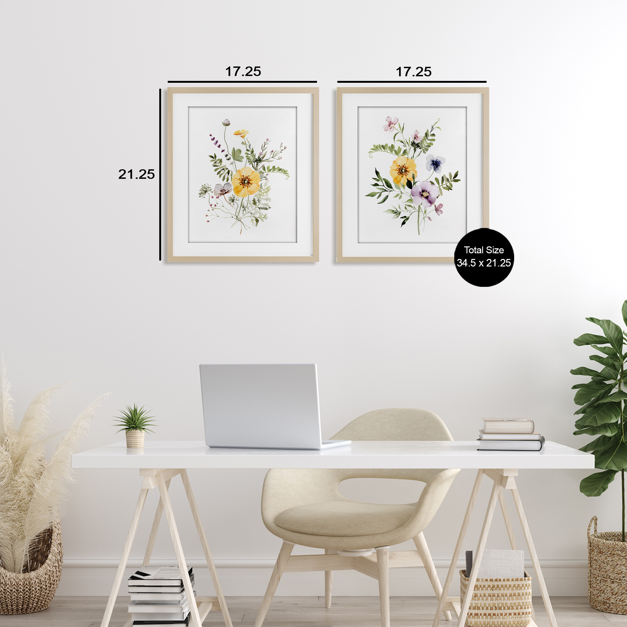 Bundles of Gardening Herbs 2 Piece Birch Framed Print Under Glass Set, design by Lettered and Lined