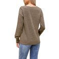 thumbnail image 3 of INSPIRAR CHIC Blusa de Mujer de Manga Larga con Cuello en V Ligera para Primavera Otoño Casual Túnica Tops L Marrón, 3 of 6