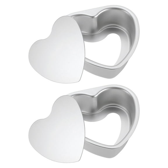 Uxcell 2Pcs Heart Shaped Cake Pan with Removable Loose Bottom 4" Cheesecake Aluminum Nonstick Layers Baking Pan