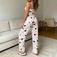 thumbnail image 5 of Bovxnpu Womens Pajamas Set Loungewear Ruffle Tank Top with Tied Waist Pants Heart Print Loungewear Sleepwear, 5 of 6