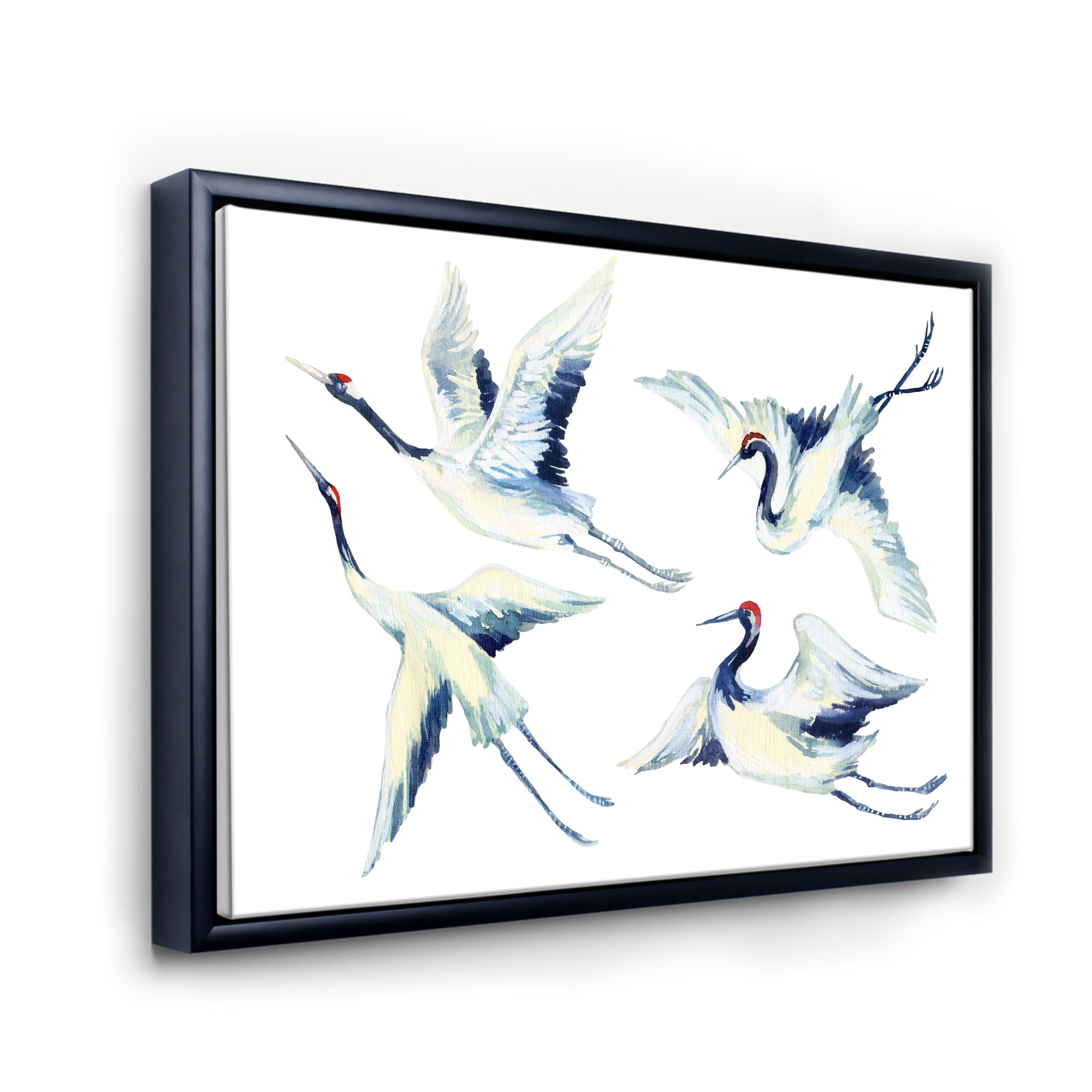 Designart 'Asian Crane Bird Impression II' Traditional Framed Canvas Wall Art Print