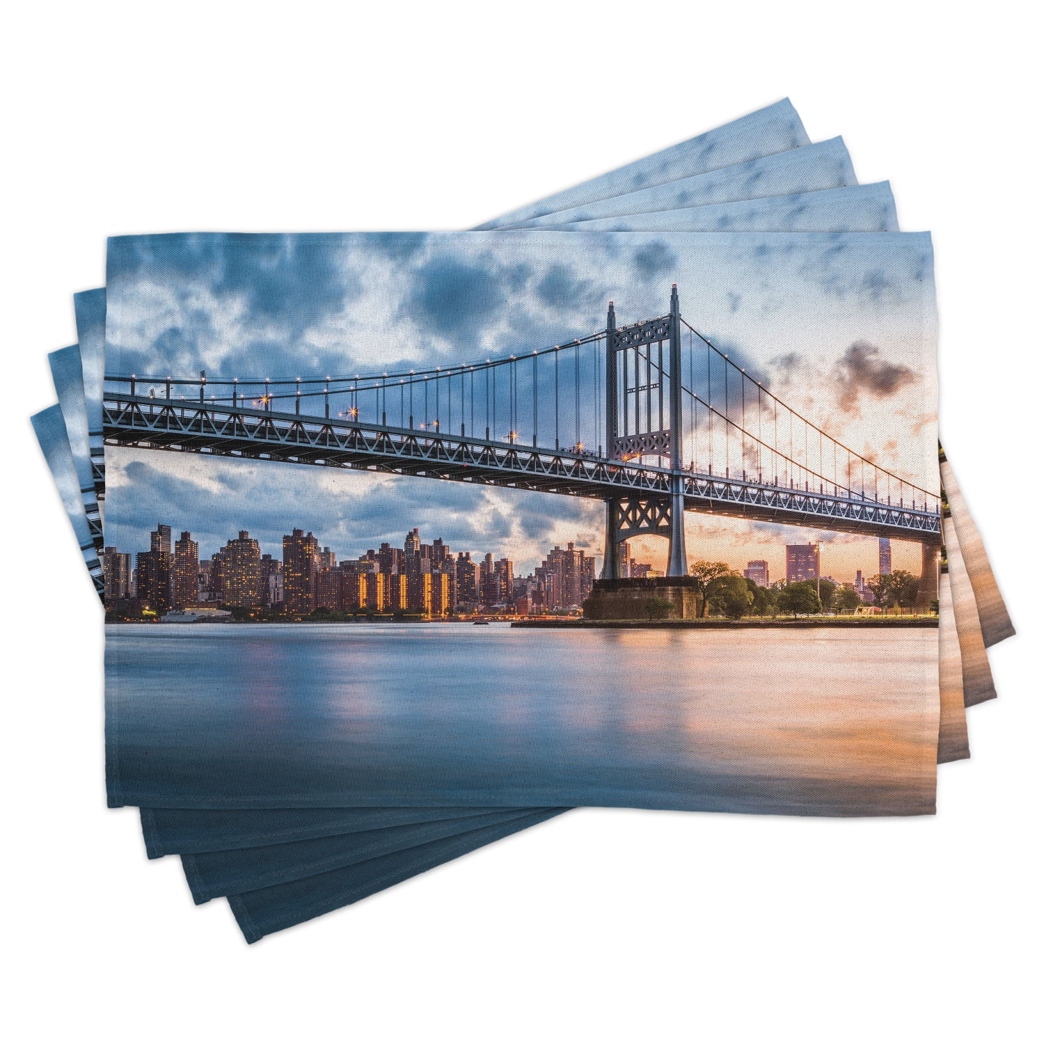 New York City Placemats Set of 4 Kennedy Triboro Bridge in Queens New