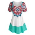 thumbnail image 1 of Talla grande Colorblock Flower Pattern T Shirt Rosegal Camisetas tallas grandes, 1 of 5