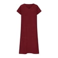 thumbnail image 2 of TaTaai Short Sleeve V-Neck Maxi Dress Women's Solid Color Casual Dress with Lock Detail Stretchy Polyester Blend Summer Wear Gift, 2 of 6