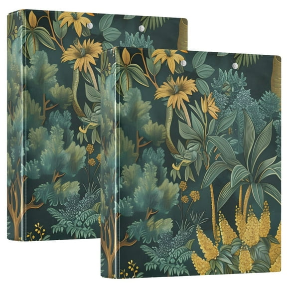 Forest 3 Ring Binders 1.5 inch Hardcover File Folders with Interior Pockets A4 Size Organizer for School Office Hospital