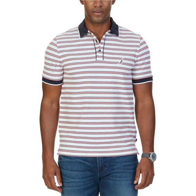 Nautica - Polo de rugby a rayas para hombre, color blanco, 3XLT