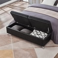 thumbnail image 2 of 56.7" Ottoman with Storage Bench Large PU Leather Footrest for Bedroom(Black), 2 of 8