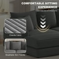 thumbnail image 4 of TUANLUO 87" Chaise Lounge Indoor, Oversized 3-Seater Corduroy Lounge Chair with Ottoman, Deep Seat Recliner Chair with Pillows, Soild Wood Sectional Sofa and Couch for Living Room, Grey, 4 of 9