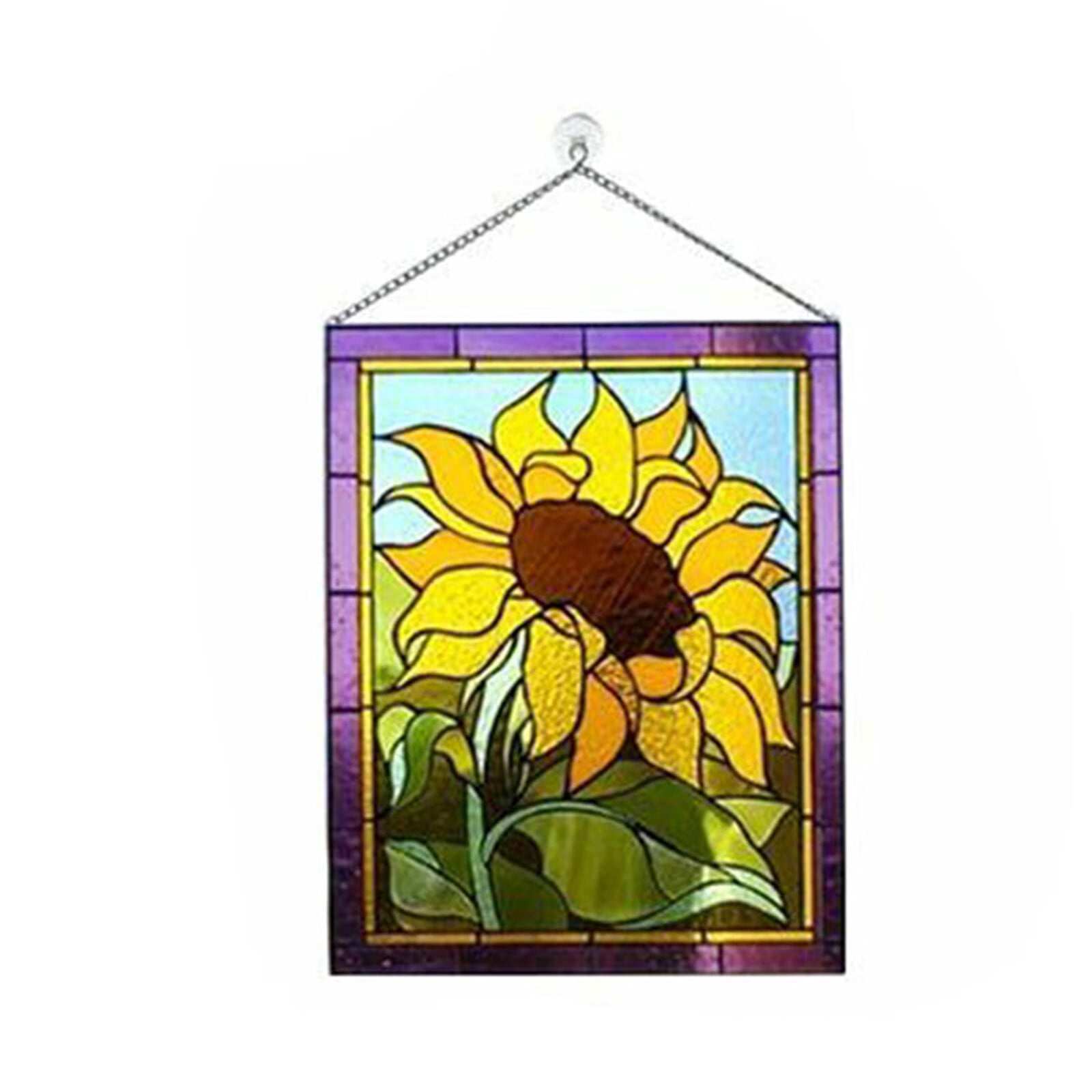 Ounabing New Pattern Stained Glass Rectangle Window Hangings Panel