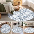 thumbnail image 5 of Round Rug 3.3Ft Washable Non-Slip, Navy Blue Spring Floral Circle Area Rugs for Living Room Bedroom, Elegant Pastoral Flowers Indoor Floor Mats Carpet Runner for Home Decor Aesthetic, 5 of 8