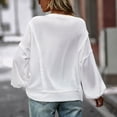 thumbnail image 4 of Sudadera holgada de cuello redondo para mujer, con mangas farol y diseño de patchwork, ideal para otoño e invierno. Color blanco, talla L, 4 of 6