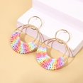 thumbnail image 2 of Hobeauty Women Bohemian Raffia Straw Earrings Hand Woven Dangle Earrings with Geometric Design Lightweight Alloy Perfect Gift, 2 of 7